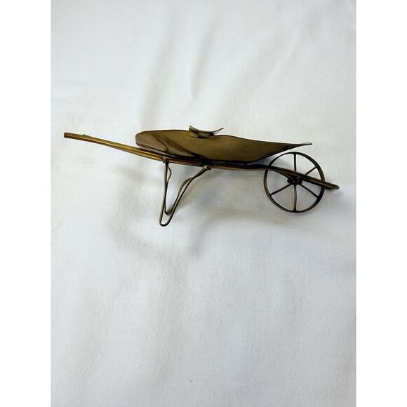 Vtg Brass Wheelbarrow Ashtray Marked Columbia With Pre-Columbian Metal Mask - Picture 6 of 13